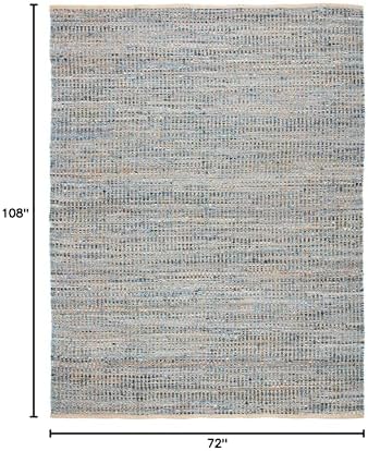 SAFAVIEH Cape Cod Collection Area Rug - 6' x 9', Natural & Blue, ...