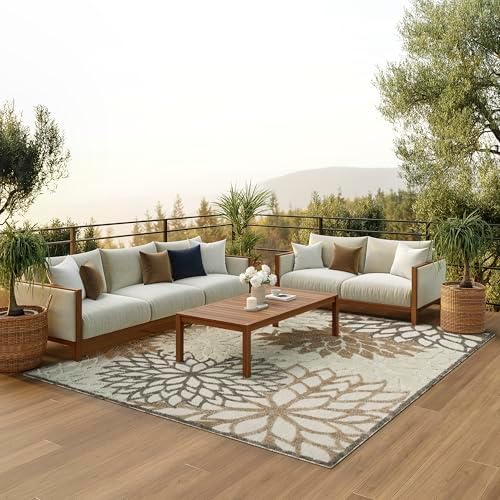 Nourison Home Aloha Natural 7' x 10' Area Rug - Easy Clean, Non Shedd...