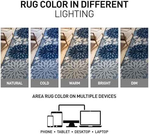 Rugshop Coastal High-Low Textured Floral Indoor Outdoor Rug Navy 5' x 7'