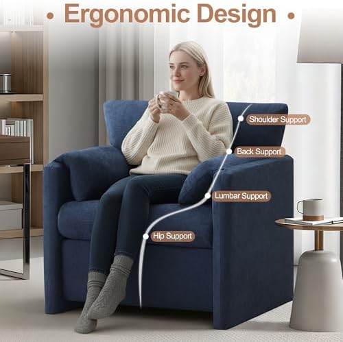 33" Modern Accent Chair for Living Room, Oversized Armchair with Deep Se...