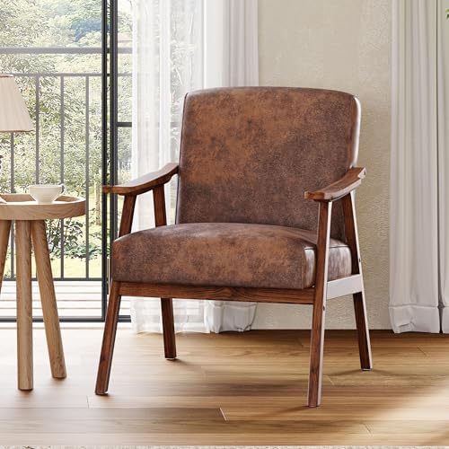 Mid Century Accent Chair, Boho Farmhouse Accent Chairs for Living Room, Retro...