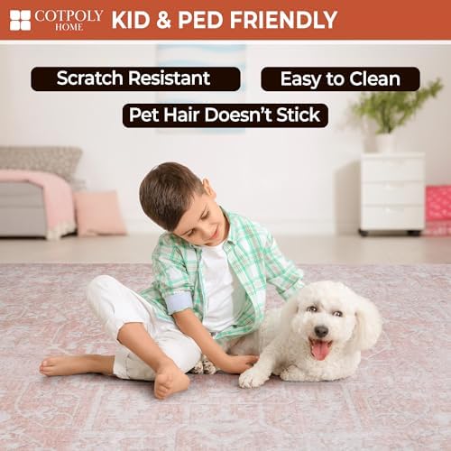 COTPOLY 5' x 8' Washable Area Rug for Living Room, Kitchen, Hallway, ...