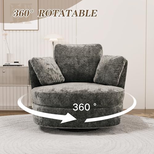 Chifee & Vingol 40.6" Oversized Swivel Accent Chair, Upholstered Rou...