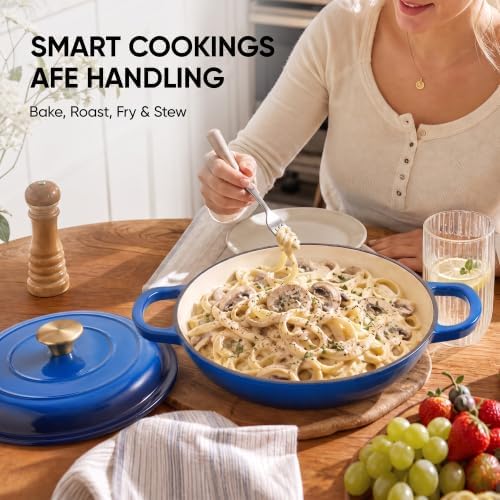 Dutch Oven Enameled Cast Iron with Lid - Big Dual Handles - Oven Safe up to 5...