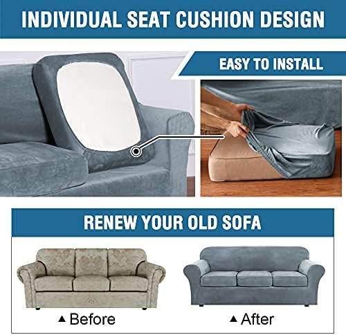 H.VERSAILTEX Rich Velvet Stretch 2 Piece Cover Chair Slipcover Sofa Cover Fur...