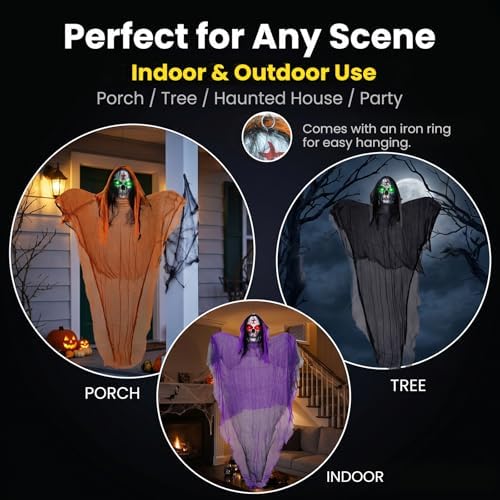 3 Packs Halloween Decorations Outdoor - BCLGSHINE Lighted Giant Hanging Skele...