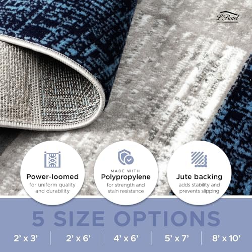 L'Baiet Verena Geometric Area Rug Blue Grey 8' x 10' Large Area R...