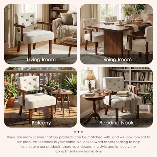 Modern Accent Chair for Bedroom, Mid-Century Arm Chairs with Wood Arms