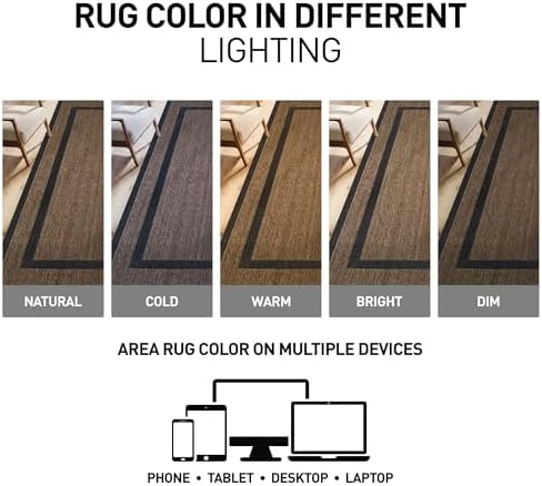 Rugshop Border Jute-Style Indoor Outdoor Area Rug Dark Gray 6'6" x 9...
