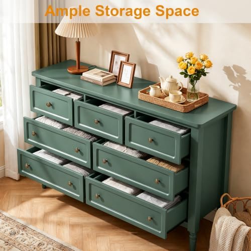 RoyalCraft 7 Drawer Dresser for Bedroom, 53" Wide Vintage Chest of Drawers