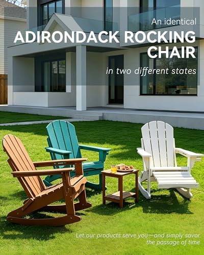 Folding Adirondack Rocking Chair with Footrest, HDPE Adirondack 4-in-1 Multif...