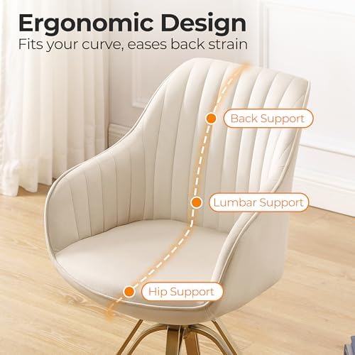 Zouron Mid Century Modern Swivel Accent Chair with Gold Metal Legs, Upholster...