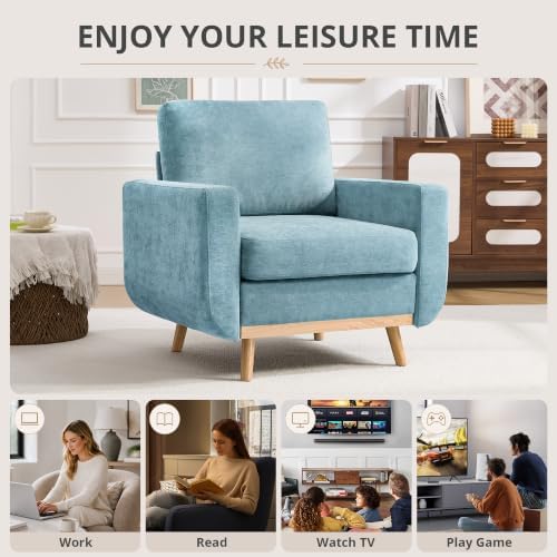 Accent Chair for Bedroom,Reading Chair with Deep Seat,Chenille Armchair with ...