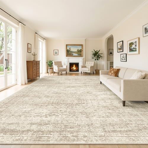 Soalmost 10x14 Area Rugs for Living Room Washable Rug Non-Slip Beige