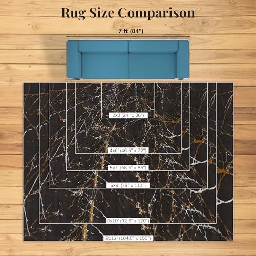 LUXE WEAVERS Modern Abstract Non-Shedding Area Rug Black 8x10