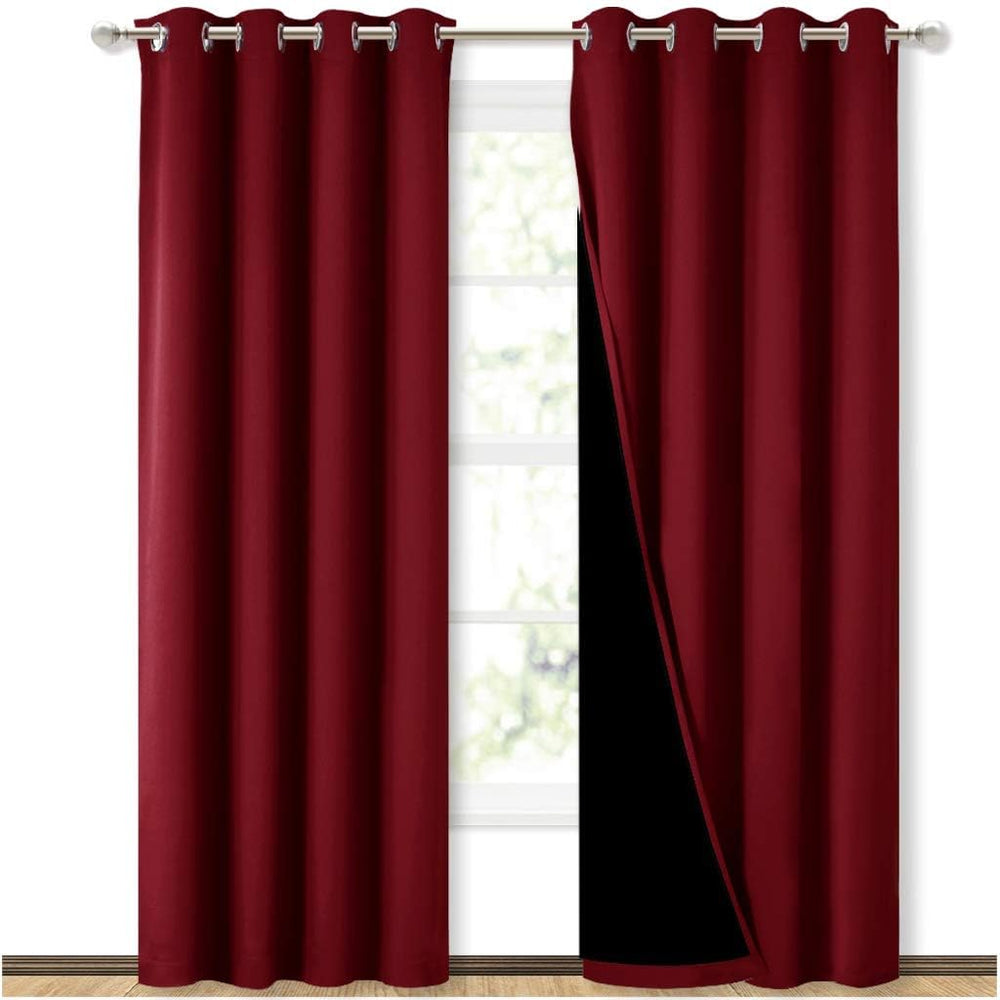 NICETOWN Burgundy Red Blackout Curtains for Living Room 52" x 84" 2...