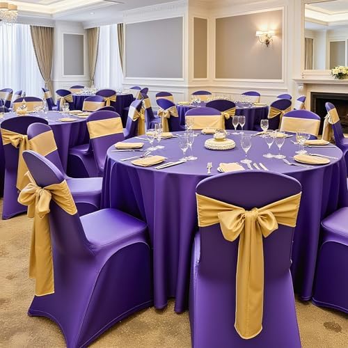 VEVOR Chair Covers, Polyester Spandex Chair Cover, Stretch Slipcovers for Wedding Party Dining Banquet Flat-Front Chair Covers (Purple-a, 50PCS)