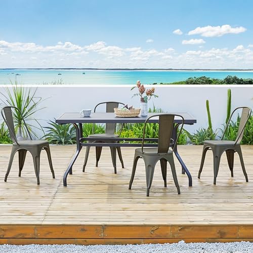 Yaheetech Metal Chairs Set of 4, Stackable Dining Chairs with Backs, Metal