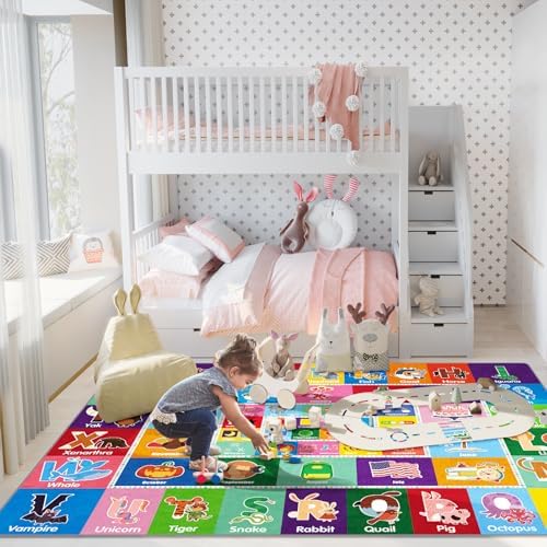 PartyKindom Kids Play Rug Mat Playmat with Non-Slip Design (78.7 x 59 inch)