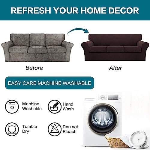Turquoize 4 Piece Sofa Covers For 3 Cushion Couch Sofa Slipcover Soft Couch C...