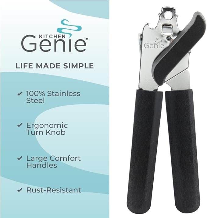 Kitchen Genie Slip Resistant Stainless Steel Manual Can Opener, Sharp Blade - Image 2