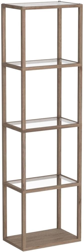 FENLO Fantasy Plus 66" Luxury Glass Display Shelf, Rustic Wood | Dimmabl...