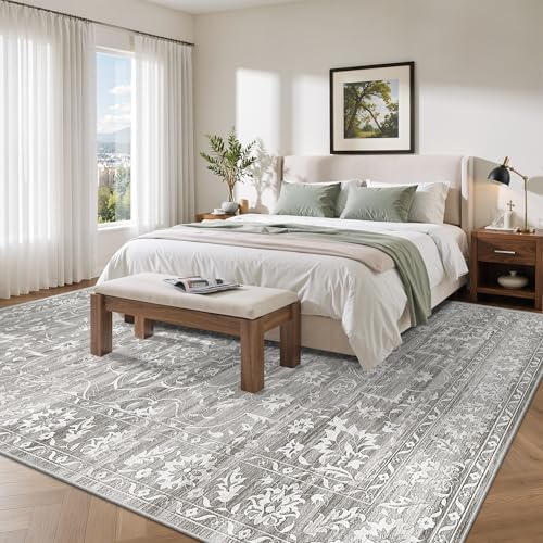 Soalmost 8x10 Area Rugs for Living Room, Washable Bedroom Soft Rug Grey