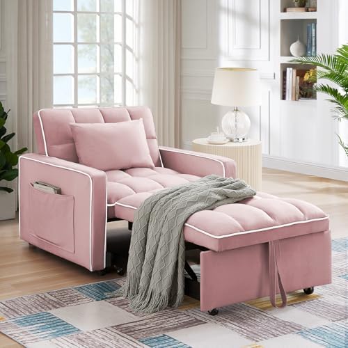 Antetek Convertible Sleeper Chair Bed, 3 in 1 Modern Velvet Pull Out Sofa Bed...