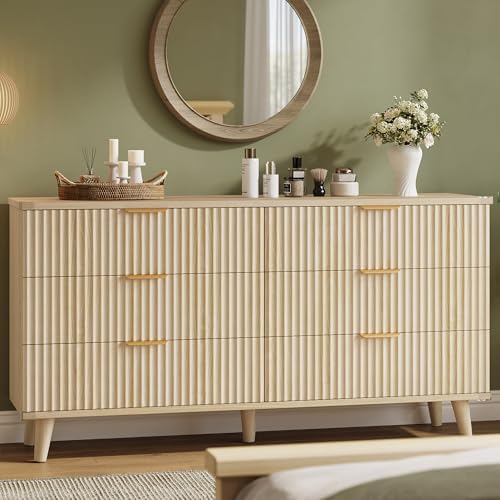 Modern Dresser and Nightstand Sets 3-Piece, 2 Nightstands 6-Drawer Dresser