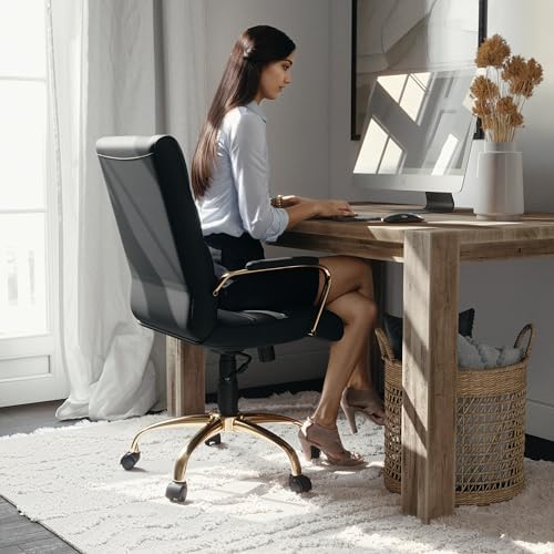 Flash Furniture Mid-Back Black LeatherSoft Executive Swivel Office Chair with...