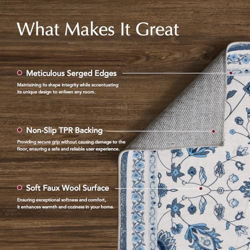 EverGrace Area Rugs for Living Room 8x10, Boho Floral Faux Wool Indoor Outdoo...