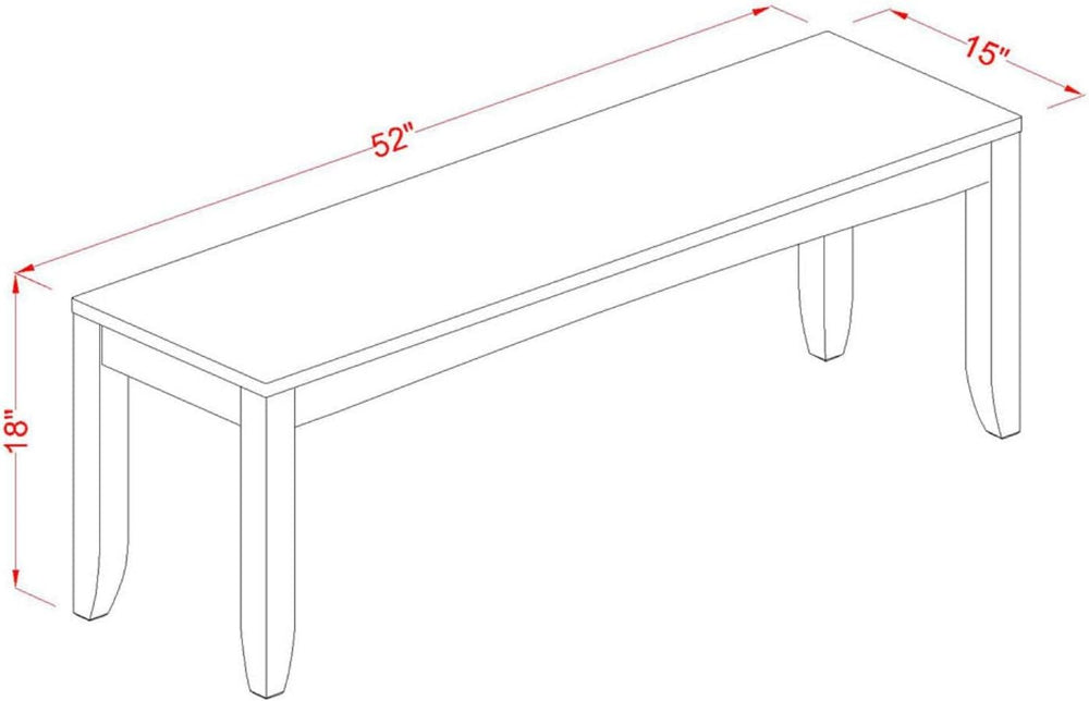East West Furniture LYB-CAP-W Lynfield Dining Bench with Wood Seat, 52x15x18 ...