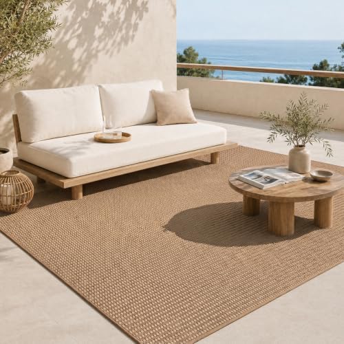 Washable Easy Jute Rug 5x7, Non Slip, Indoor Outdoor Natural Color Fiber Area...