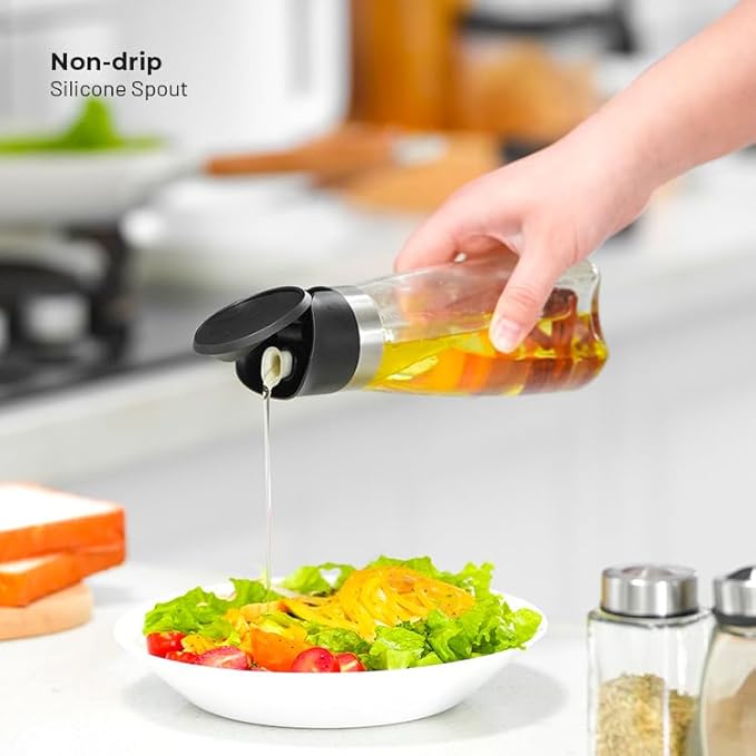 Premium Glass Olive Oil and Vinegar Dispenser Bottles Set, 2-Piece 16oz Kitchen - Image 4