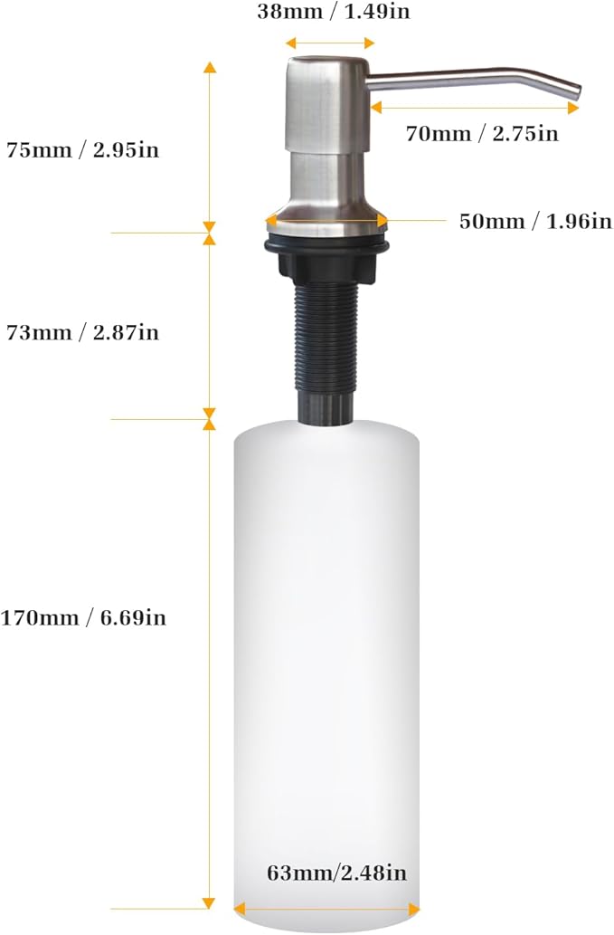 Soap Dispenser for Kitchen Sink, Built in Sink Soap Dispenser Lotion Dispenser - Image 5
