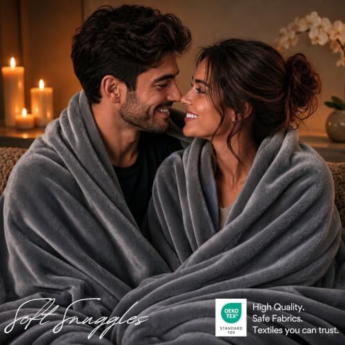 Waterproof Blanket for Bed King Size, Gray, Soft Fleece, 82x82