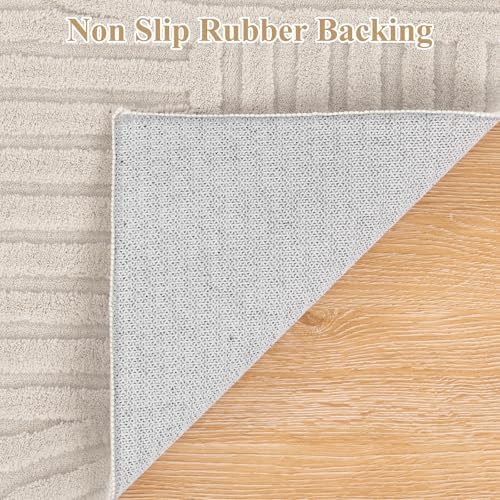 Pauwer 5x7 Area Rugs for Living Room, Modern Non Slip Washable Rug, Beige
