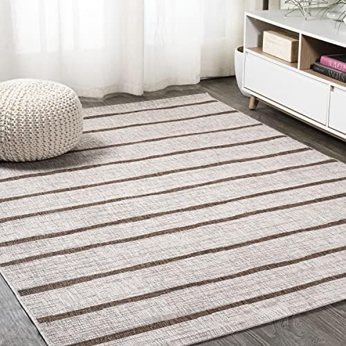 JONATHAN Y Berber Stripe Indoor Outdoor Area Rug 8X10 Beige/Brown, Colonia fo...