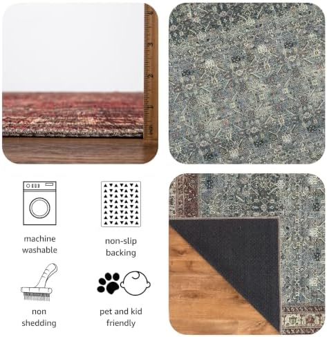 Keen Home Design Vintage Washable Area Rug, Non-Slip Low Pile, 5x7
