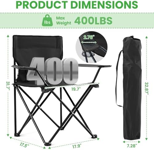 2 Pack Portable Camping Chairs Folding Lawn Chair Outdoor Lightweight Beach C...