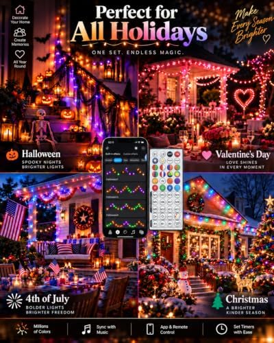 2Pack 400LED Smart Color Changing String Lights Halloween Lights App Remote