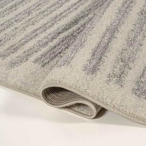 JONATHAN Y Khalil Modern Berber Stripe Cream/Gray Indoor Area Rug, 8x10, Cont...
