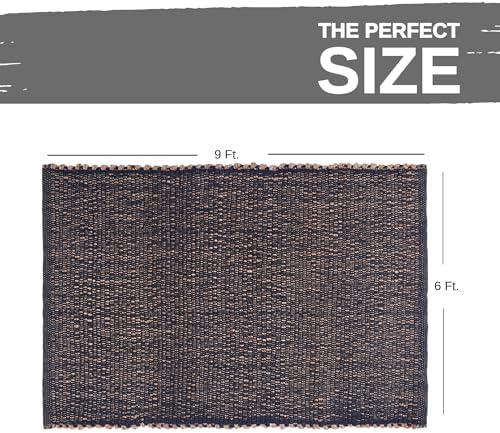 Dark Gray 6x9 Cotton Jute Rugs Braided Mid-Century Modern Living Room Rug
