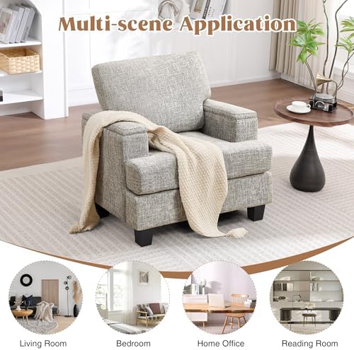 Accent Chair with Armrest Storage, Modern Upholstered Reading Living Room Cha...