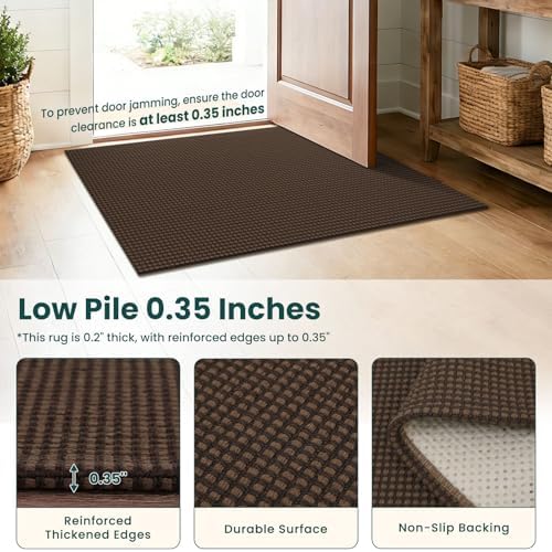 KOZYFLY Rugs for Entryway 3x5 ft Washable Area Rug Non Slip Rubber Backed Ent...