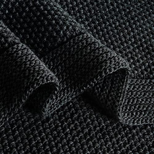 CozeCube Jet Black Seed Stitch Throw Blanket 50"x60", Farmhouse Decor