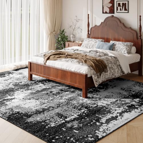 Washable Rug 9x12 Area Rugs for Living Room Bedroom Carpet Black
