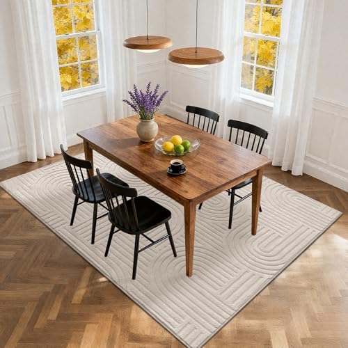 SHACOS Soft Cozy Fluffy Arch Pattern High Low Pile Area Rugs 9'x12' L...