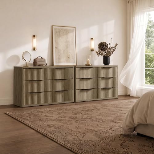 SICOTAS Bedroom Dresser with 12 Deep Wide Large Fluted Drawers for Closet