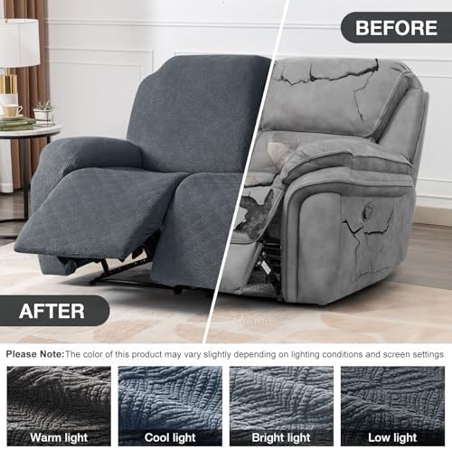 Timeles Loveseat Covers Washable, Stretch Couch Slipcovers, Gray | 2 Seater 4-Pieces Jacquard Soft Recliner Sofa Covers Furniture Protector with Pocket for Pets Kids
